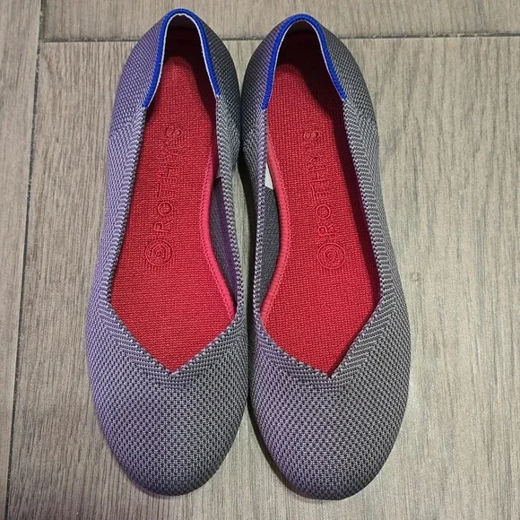 Rothy's The Flat in Pebble Grey with Red, Lightly Used, Almost New, Size 7.5 - Picture 3 of 12